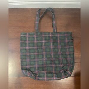 nwt J. Crew Tartan Tote in Green & Red